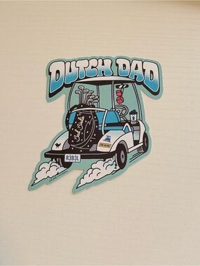 Dutch Dad Golf Cart Sticker - Teal, White, Black
